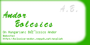 andor bolcsics business card